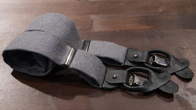 Solid Flannel Suspenders - Dark Grey