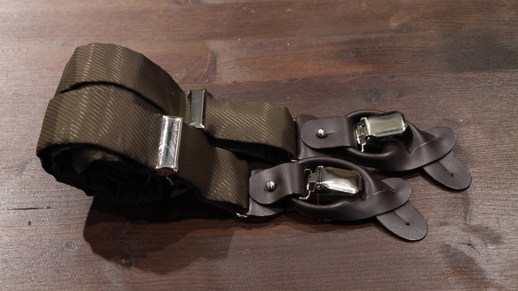 Solid Viscose Suspenders - Brown