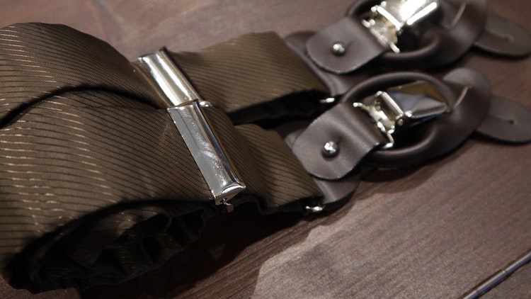 Solid Viscose Suspenders - Brown