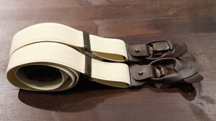 Solid Textured Suspenders Stretch - Beige