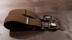 Solid Textured Suspenders Stretch - Brown