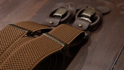 Solid Textured Suspenders Stretch - Brown