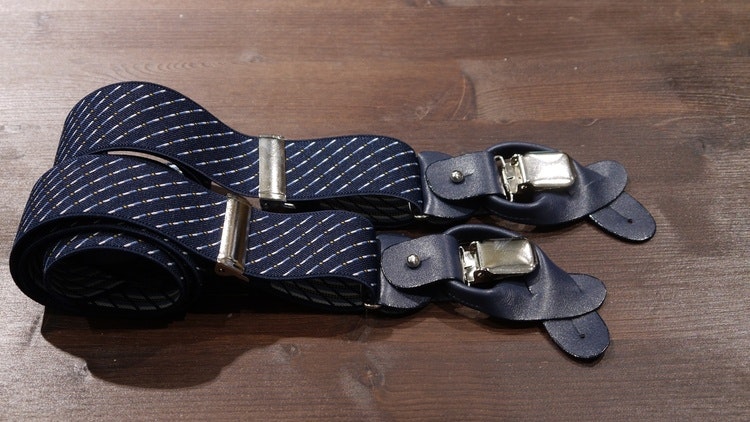 Striped Suspenders Stretch - Navy Blue/White