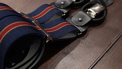 Regimental Suspenders Stretch - Navy Blue/Burgundy