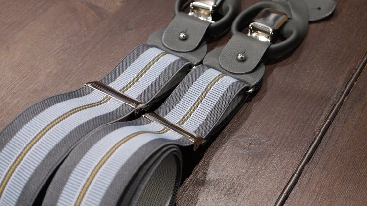 Regimental Suspenders Stretch - Grey/Light Blue