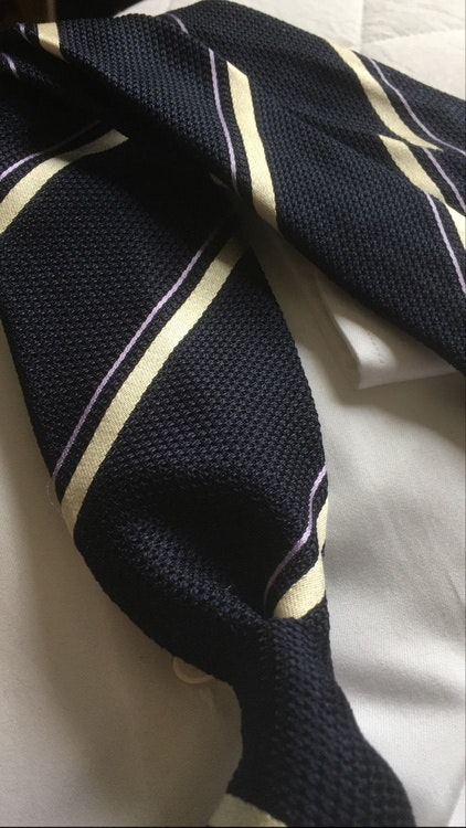 Regimental Silk Grenadine Tie - Untipped - Navy Blue/Purple
