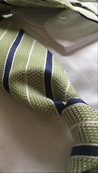 Regimental Silk Grenadine Tie - Untipped - Light Green/Navy Blue