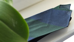Blockstripe Silk Grenadine Tie - Untipped - Green/Navy Blue