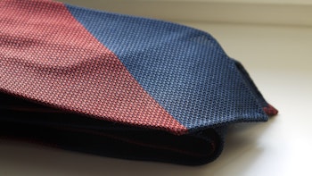 Blockstripe Silk Grenadine Tie - Untipped - Rust/Navy Blue