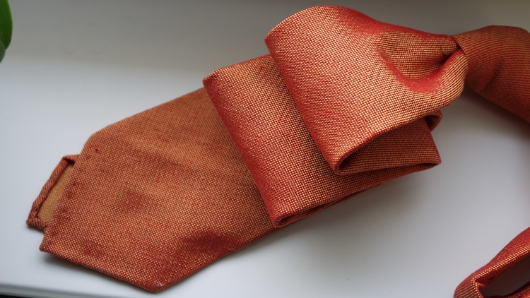 Solid Silk/Wool Donegal Tie - Untipped - Orange
