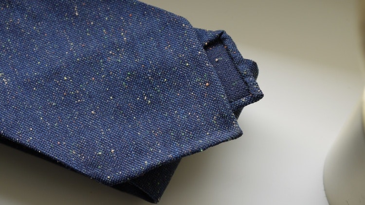 Solid Silk/Wool Donegal Tie - Untipped - Navy Blue
