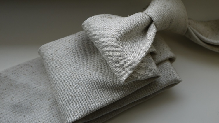 Solid Silk/Wool Donegal Tie - Untipped - Beige