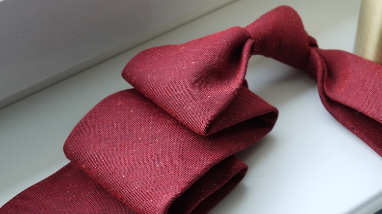 Solid Silk/Wool Donegal Tie - Untipped - Burgundy