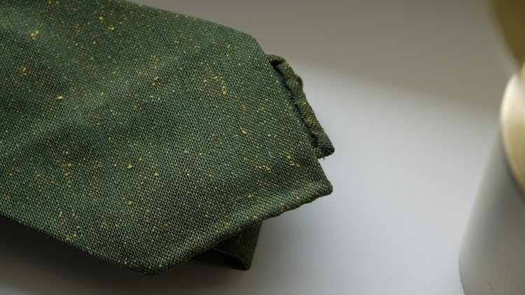 Solid Silk/Wool Donegal Tie - Untipped - Green