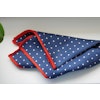 Polka Dot/Solid Silk Pocket Square - Double - Navy Blue/Red