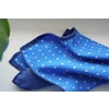 Polka Dot/Solid Silk Pocket Square - Double - Mid Blue/Navy Blue