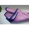 Polka Dot/Solid Silk Pocket Square - Double - Pink/Navy Blue