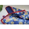 Floral/Solid Silk Pocket Square - Double - Mid Blue/Yellow