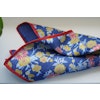 Floral/Solid Silk Pocket Square - Double - Mid Blue/Yellow