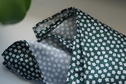 Floral Textured Silk Pocket Square - Green/White