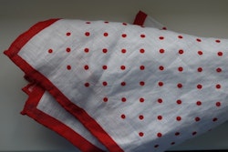Polka Dot Linen Pocket Square - Red/White