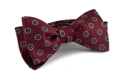 Floral Silk Bow Tie - Burgundy/Turquoise
