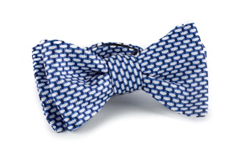Micro Silk Bow Tie - Navy Blue/White