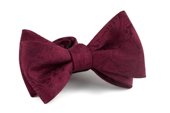 Paisley Silk Bow Tie - Burgundy