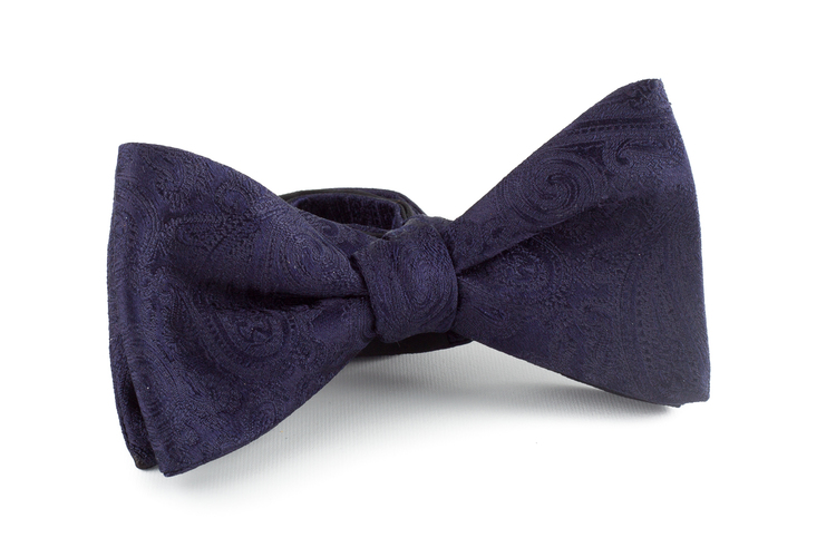 Paisley Silk Bow Tie - Navy Blue