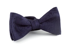 Paisley Silk Bow Tie - Navy Blue
