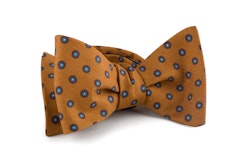 Floral Cotton/Silk Bow Tie - Orange/Light Blue
