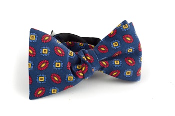 Floral Madder Silk Bow Tie - Navy Blue/Orange/Yellow