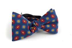 Floral Madder Silk Bow Tie - Navy Blue/Orange/Yellow