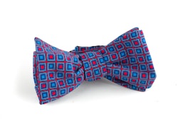 Square Madder Silk Bow Tie - Cerise/Purple/Light Blue