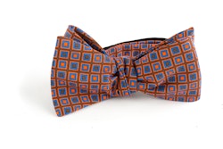 Square Madder Silk Bow Tie - Brown/Orange/Blue