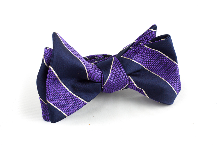 Regimental Silk Bow Tie - Navy Blue/Purple