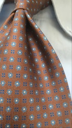 Floral Printed Silk Tie - Untipped - Brown/Light Blue/Navy Blue