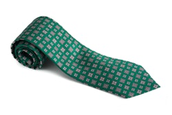 Floral Printed Silk Tie - Green/Beige