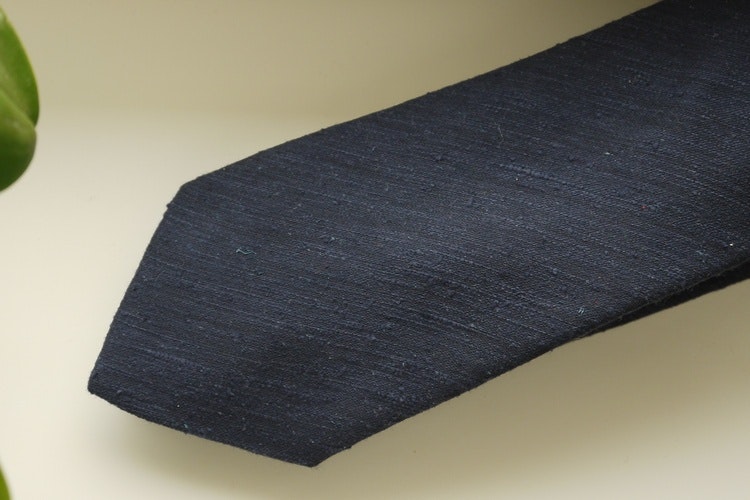 Solid Shantung Tie - Navy Blue