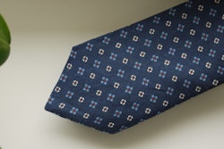 Floral Linen Tie - Navy Blue/Red/White