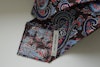 Paisley Printed Linen Tie - Untipped - Brown/Light Blue/Red