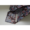 Paisley Printed Linen Tie - Untipped - Brown/Light Blue/Red