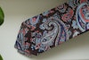 Paisley Printed Linen Tie - Untipped - Brown/Light Blue/Red