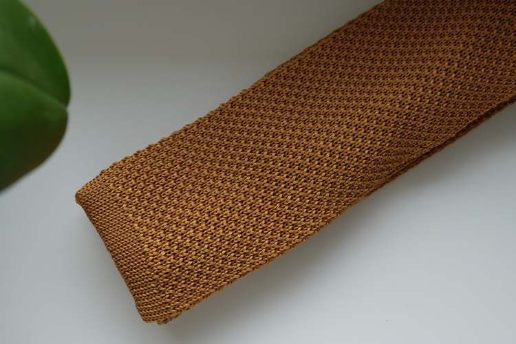 Solid Knitted Silk Tie - Mustard Yellow