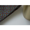 Square Madder Silk Tie - Brown/Navy Blue/Turquoise