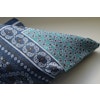 Floral Oriental Linen Pocket Square - Navy Blue/Brown/Turquoise