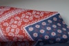 Floral Oriental Linen Pocket Square - Navy Blue/Red/White