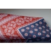 Floral Oriental Linen Pocket Square - Navy Blue/Red/White