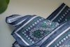 Floral Oriental Linen Pocket Square - Navy Blue/Green/White