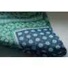 Floral Oriental Linen Pocket Square - Green/Navy Blue/White